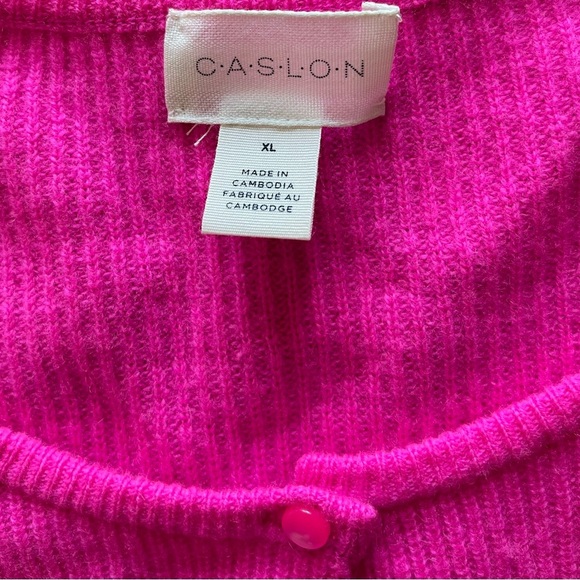 Caslon Wool Cashmere Hot Pink Long Sleeve Button Down Cardigan Women’s XL - Picture 6 of 12